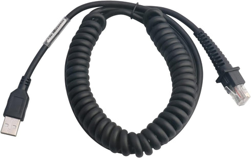 USB Cable Coiled 3 Meter, Type A USB to RJ45 Barcode Scanner Cable for Datalogic GD/GM/QD/QM Series GD4330 GD4430 (3M / 9FT Coiled USB Port)...