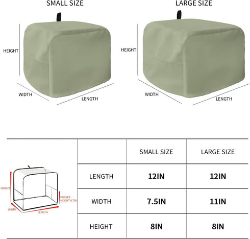 Toaster Cover 4 Slice, Soild Color Sage Green Bread Maker Cover Toaster Dust Cover with Pockets, Dust-Proof Cover for Kitchen Small Appliance 12x1...