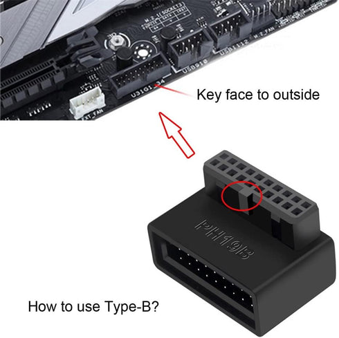 NFHK 1Set USB 3.0 20pin Male to Female Extension Adapter Up & Down Angled 90 Degree Overmold...