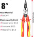 LAOA Needles Nose Pliers,Long Nose Pliers 1000 Volt VDE Insulated Electrician's Pliers with Stripping,Cutting Wire,Screwing Nails, Cutting,Clampin...