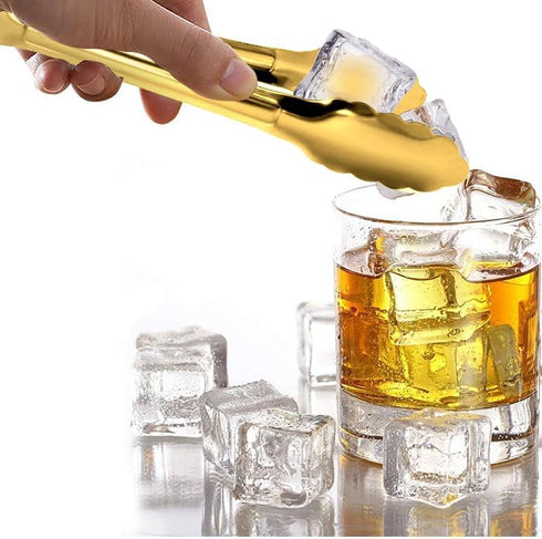 4 Pack Gold Serving Tongs XEVOM Gold Buffet Tongs Serving Utensils Salad Tongs Stainless Steel Gold Plated Buffet Serving Tongs,9 Inch...