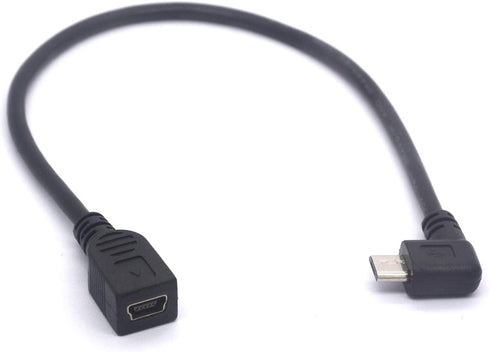 Mini USB Female to Micro USB Left Cable Cord - 90 Degree B Micro USB Male to Mini Female Connector Adapter for MP3 Camera (Left)...