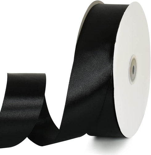 TONIFUL 1-1/2 Inch (40mm) x 100 Yards Black Wide Satin Ribbon Solid Fabric Ribbon for Gift Wrapping Chair Sash Valentine's Day Wedding Birthday Pa...
