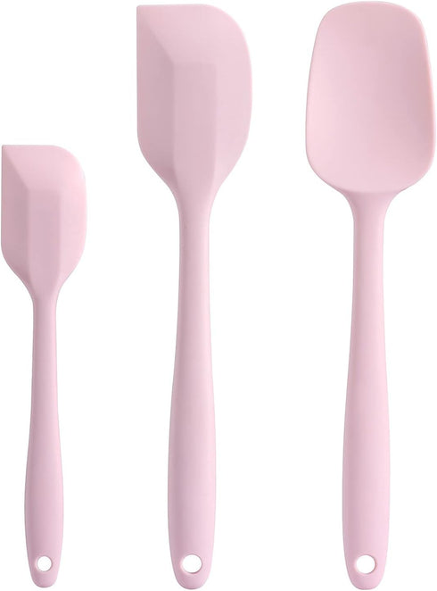 Silicone Spatula Set - Rubber Spatula - 600°F Heat Resistant Baking Spoon & Spatulas (Pink)...