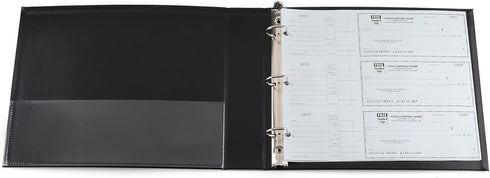 3 Ring Check Binder for 3-On-A-Page Compact Voucher Checks with Side-Tear (Black) Holds 250 checks, Perfect for End-Stub Deskbook, 9 1/4 x 9"...