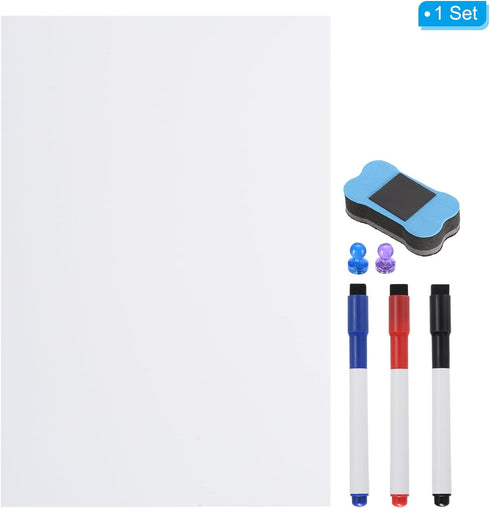 PATIKIL Magnetic Dry Erase Whiteboard Paper, 17" x 12" Adhesive Dry Erase Board Sticker Right Angle Side Magnetic Whiteboard Paper with Marker Era...