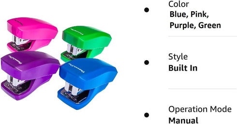 Desk Accessories - Aria Premium Mini Stapler Set - with Built-in Staple Removers, 2000 Standard Staples Included - for Office, School, and Travel,...