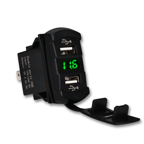 WATERWICH 5V 4.2A Marine Dual USB Car Charger Adapter Socket Waterproof with Led Digital Voltmeter for Universal Rocker Switch Boat RV Vehicle......