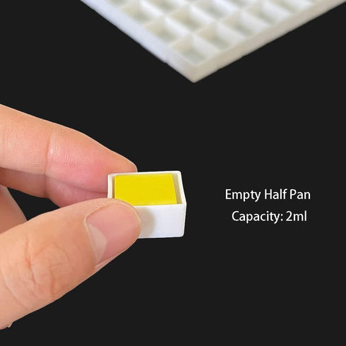 100Pcs White Plastic Empty Watercolor Half Pans – 2ML Capacity, Refillable Paint Pans for DIY Solid Watercolors, Gouache – Fits Metal Watercolor T...