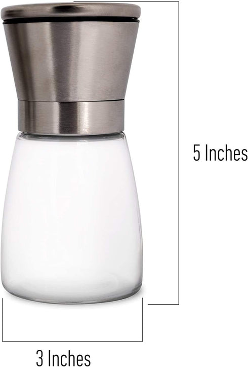 HOME EC Original Stainless Steel Salt or Pepper Grinder 1pk - Adjustable Ceramic Sea Salt Grinder or Pepper Mill - Tall Glass Spice Shaker - Spice...