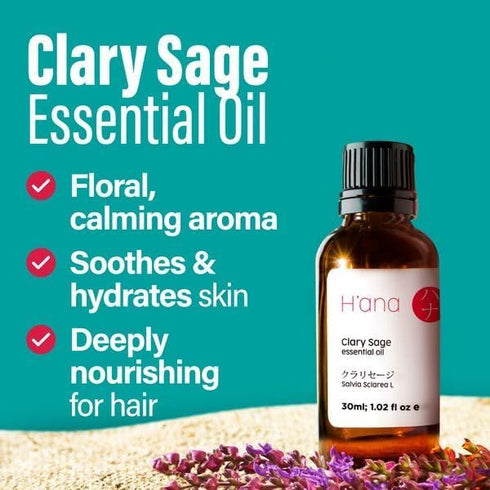 H’ana Clary Sage Essential Oil for Diffuser - 100% Natural Clary Sage Oil Essential Oil - Clary Sage Essential Oil for Skin, Hair & Aromatherapy (...