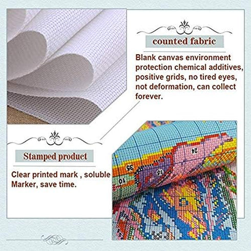 Uotp Cross Stitch Kits Pre-Printed Cross Stiching Stamped Cross Stitch Kit 14CT DIY Art Crafts for Beginners Three Basin Flower...