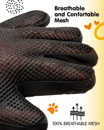 PAIR of Low-Cost Pet Grooming Gloves - Superior Care for Your Furry Friends. Ideal for Grooming, Deshedding, Bathing & Massaging Your Dogs & Cats ...