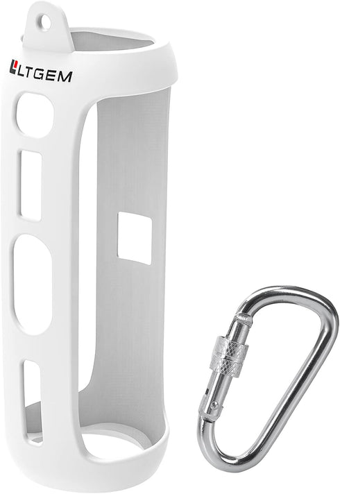 LTGEM Silicone Carrying Travel Case for JBL FLIP 5 Waterproof Portable Speaker with Extra Carabiner - White...