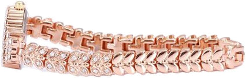 Gullor King Girl Royal Rose Gold Bracelet Watch Full Crystal Diamonds for Ladies Quartz Round...