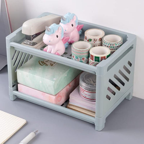 2 Tier Plastic Countertop Shelf Organizer Storage Rack, Multifunction Pantry Storage Organizer Kitchen Spice Rack Bathroom Shelf Organizer Tableto...