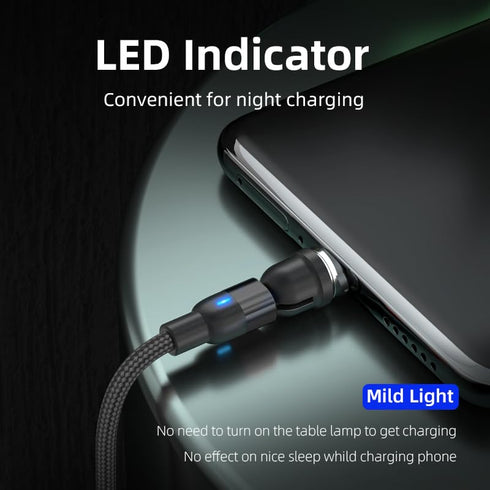 Magnetic Charging Cable 4 Pack- (6.6ft/6.6ft/3.3ft/3.3ft) 360° 3-in-1 Magnetic USB C Charging Cable | LED Light Nylon Braided Magnetic Cable for i...