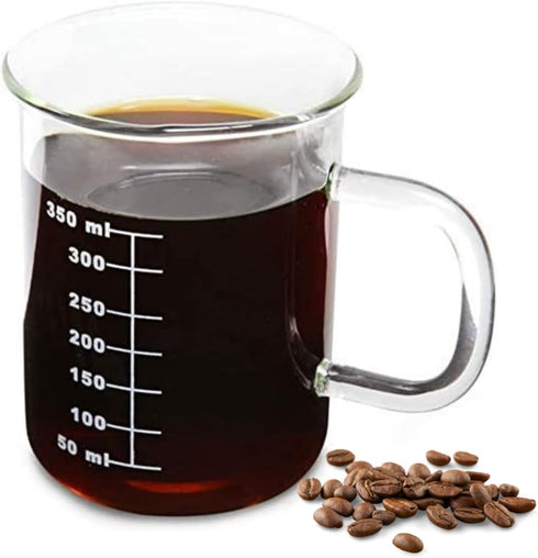 Novelty Laboratory Beaker Mug 14 Ounces (425 ml) - Made from Heat Resistant Borosilicate Glass - Accurate Measurement Markings on Side - Microwave...