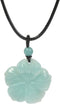 Hand Carved Healing Crystals Gemstone Hawaii Flower Pendant Hand Weaving Wax Rope Necklace 22 inch...