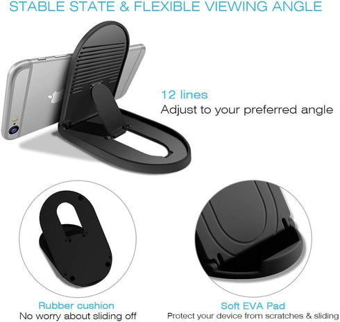 Cell Phone Stand for Desk, 6 Pack Black Phone Stand Portable Foldable Desktop Cell Phone Holder Adjustable Universal Multi-Angle Cradle Kickstand ...