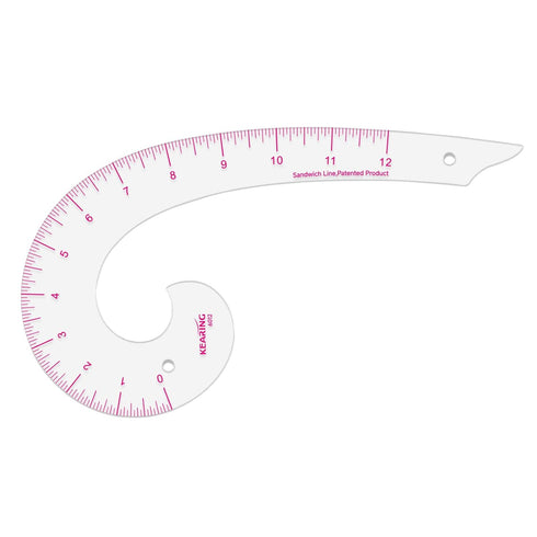 12inch Vary Form Curve Ruler, Sandwich Line Scale, Plastic Comma Shape French Curve Ruler, Clear Muti Function Sewing Ruler for Pattern Making...