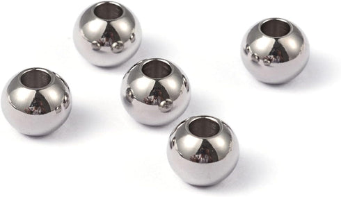 Fashewelry 100Pcs Stainless Steel Rondelle Round Spacer Beads 8mm Polished Smooth Metal Loose Ball Beads for Jewelry Making Hole: 3.5mm...