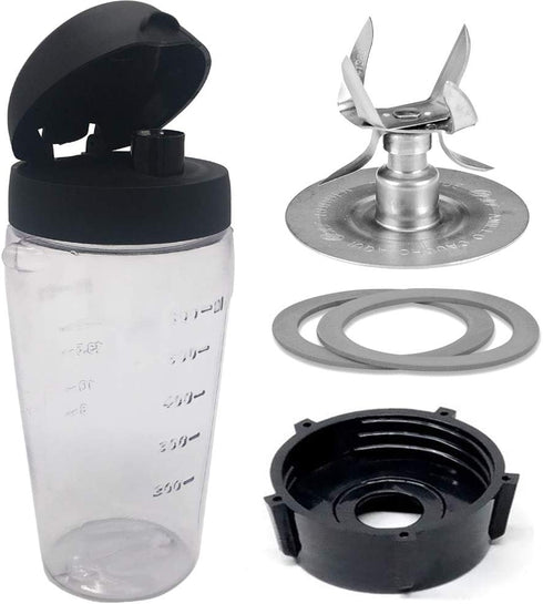 Joystar Blender Blend-N-Go Smoothie Kit: Ice Crusher blade with bottle cup and lid for Oster Blender Blend-N-Go Smoothie blender (3, PETG+6 SS bla...