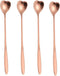 4 Pieces Heart Shaped Spoon Coffee Teaspoon 7 Inch Set Stainless Steel Long Handle Spoon Stir Bar Spoon Stirring Spoon Ice Cream Spoon Rose Gold...