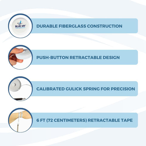 Blue Jay An Elite Healthcare Brand Measure It Measuring Tape for Body Measurements with Gulick Spring | Crafted with fiberglass and Push Button Re...