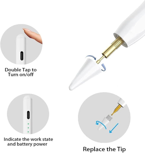 Stylus Pen for iPad 2018-2024, 20mins Fast Charge Pencil 2nd Generation, Tilt Sensitivity and Palm Rejection for iPad 6/7/8/9/10,iPad Pro 11"/12.9...