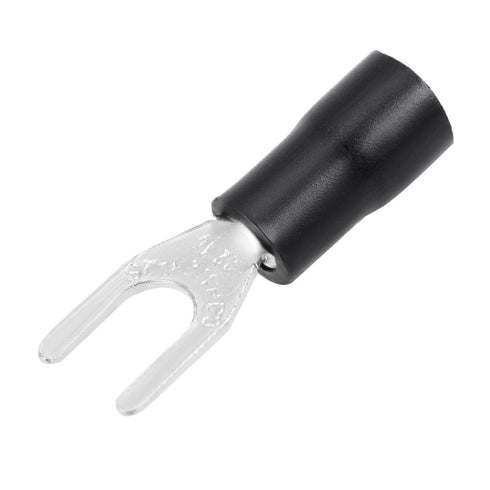 uxcell 50Pcs SV1.25-4S Insulated Fork Spade U-Type Wire Connector Electrical Crimp Terminal 22-16AWG Black...