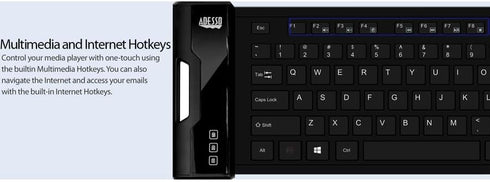Adesso SlimTouch 232 Antimicrobial Waterproof Flexible Keyboard for Windows 8/7/Vista/XP/2000 (AKB-232UB), black...