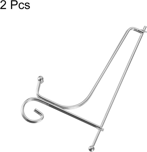 uxcell Plate Stand for Display, 5 Inch 2Pcs Iron Decorative Plate Holder Metal Easel Folding Display Stand for Photo Picture Frame, Silver...