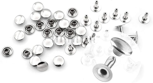 CRAFTMEMORE 200 Pack Leather Rivets Single Cap Rapid Rivet Metal Stud Fasteners Round Cap for Bag Belt Wallet Leather Craftt (Silver, 7MM)...