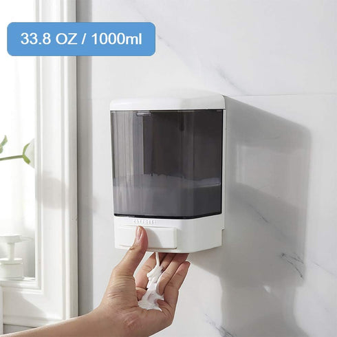 Manual Soap Dispenser Kitchen Bathroom 33.8oz/1000ml Wall Mounted Hand Commercial Soap Dispenser for Liquid Containers Shampoo Gel Chamber Plastic...
