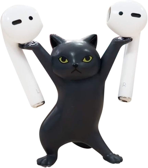 Cute Stuff Home Decor Fun Kitty Decoration for Desk Shelf Magnetic Dance Cat Airpod Holder Headphone Earbuds Holder for Apple AirPods 1& 2 3 Pro, ...