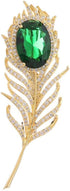 14K Gold Plated Feather Brooch Pin for Women Men With Simulated Emerald Cubic Zirconia Rhinestone Lapel Suit Badges Brooches Pins Fashion Delicate...