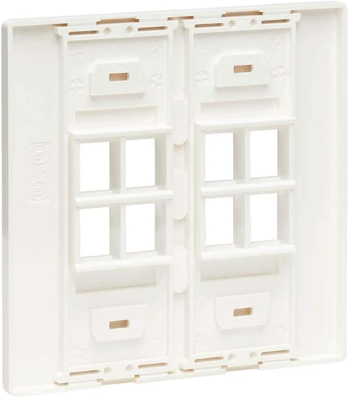Tripp Lite 8-Port Universal Keystone Double-Gang Wall Plate, 2-Gang Faceplate, Adaptable, TAA, White (N080-208)...