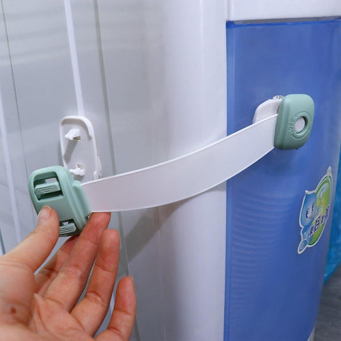 4 Pack Child Safety Strap Locks for Cabinets, Drawers, Toilet, Fridge, Adhesive Child Toddler Safety Lock for Kitchen...