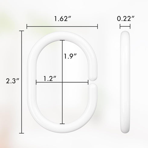 Amazer White Shower Curtain Hooks Rings, 24 Pcs Plastic Shower Curtain Rings, Plastic Shower Curtain Hooks for Bathroom Shower Rod, White Shower H...