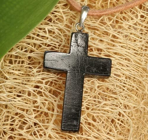 1+1 Black Tourmaline Cross Stone Pendants for Double Evil Protection - Luck, Healing, and Spiritual Balance...