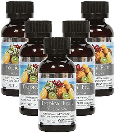 Hosley Tropical Fruit Highly Scented Fragrance Warming Oils, Box of 5, 55 ml 1.86oz ea. Ideal Gift for Weddings, spa, Reiki, Meditation, Bathroom ...