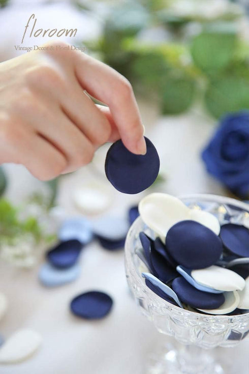 Floroom 300pcs Rose Petals Dusty Blue Navy Faux Silk Flower Petals for Wedding Flower Girl Basket Aisle Scatter Dinner Table Centerpieces Party Co...