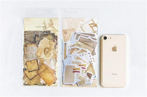 90 PCS Aged Paper Stickers Antique Looking in Vintage Paper Classic Design with Old Fashion Faux Parchment Paper Looking-Vintage Writing Paper Sti...