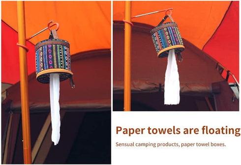 Tissue Holder Toilet Paper Storage Holder Outdoor Hiking Roll Paper Hanging Cover Wipes Box Case Holder Storage Bag with Hook for Camping Tent Hom...