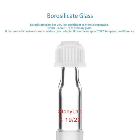 StonyLab Thermometer Inlet Adapter with 19/22 Inner Joint, 80mm Height, for Distillation Apparatus...