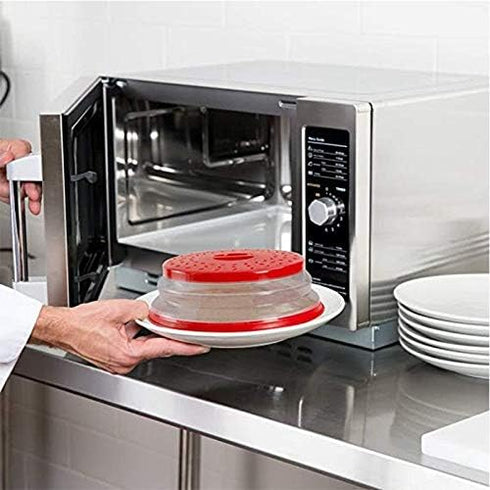 Pack of 2 Collapsible Microwave Food Cover, Splatter Guard,Vented Microwave Lid for Food,10.5inch, BPA free TPR, Dishwasher safe...