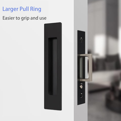 Dontay Pocket Door Edge Pull Brushed Nickel, Push Automatic Bounce Switch, Hidden Handle, Sliding Door Pull Hardware, Flush, Large Enough Pull Rin...