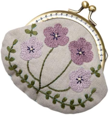 1 Set Coin Purse Embroidery Pouch Making Kit Lock Embroidery Tool DIY Coin Bag (Purple Flower Style)...