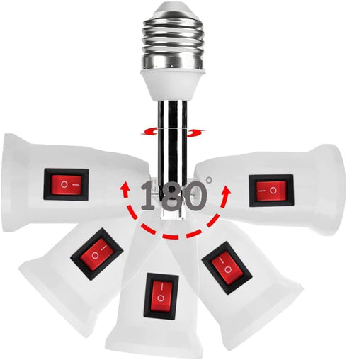360 Degrees Adjustable E26 Socket Adapter with Independent Switch Control Light Bulb Socket, E26 Standard LED Bulbs 360 Degrees Adjustable 180 Deg...